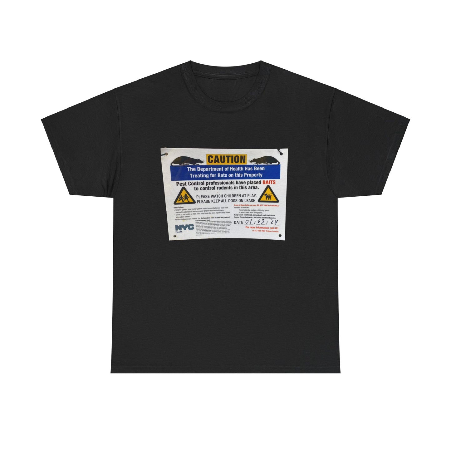 Caution: Department of Health Rat Treatment T-Shirt | Funny Warning Sign Tee | Pest Control Humor Shirt | Rat Infestation Alert Graphic | Quirky Workwear