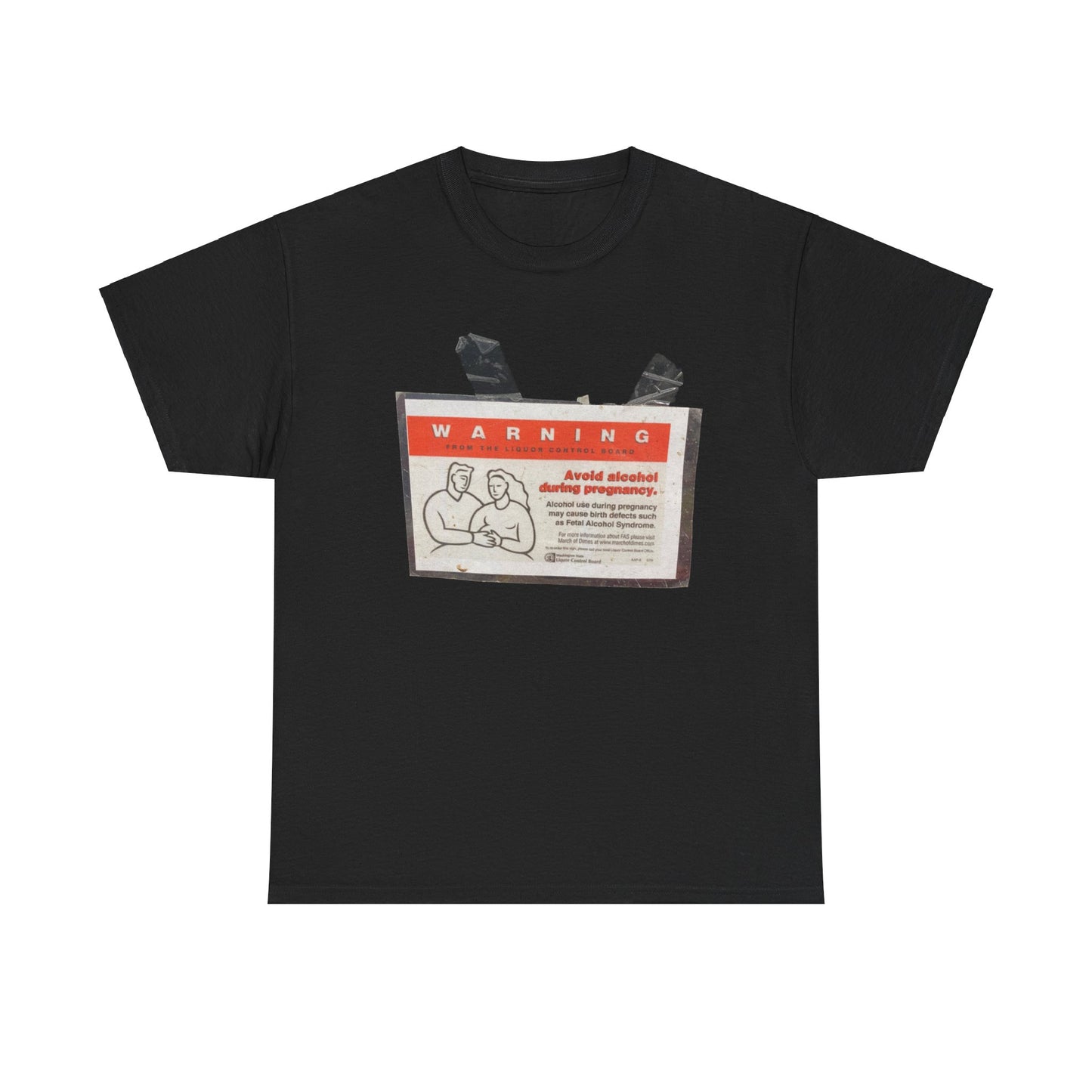 Warning: Avoid Alcohol During Pregnancy T-Shirt | Liquor Control Board Sign Tee | Fetal Alcohol Syndrome Awareness Shirt | Pregnancy Safety Graphic Tee