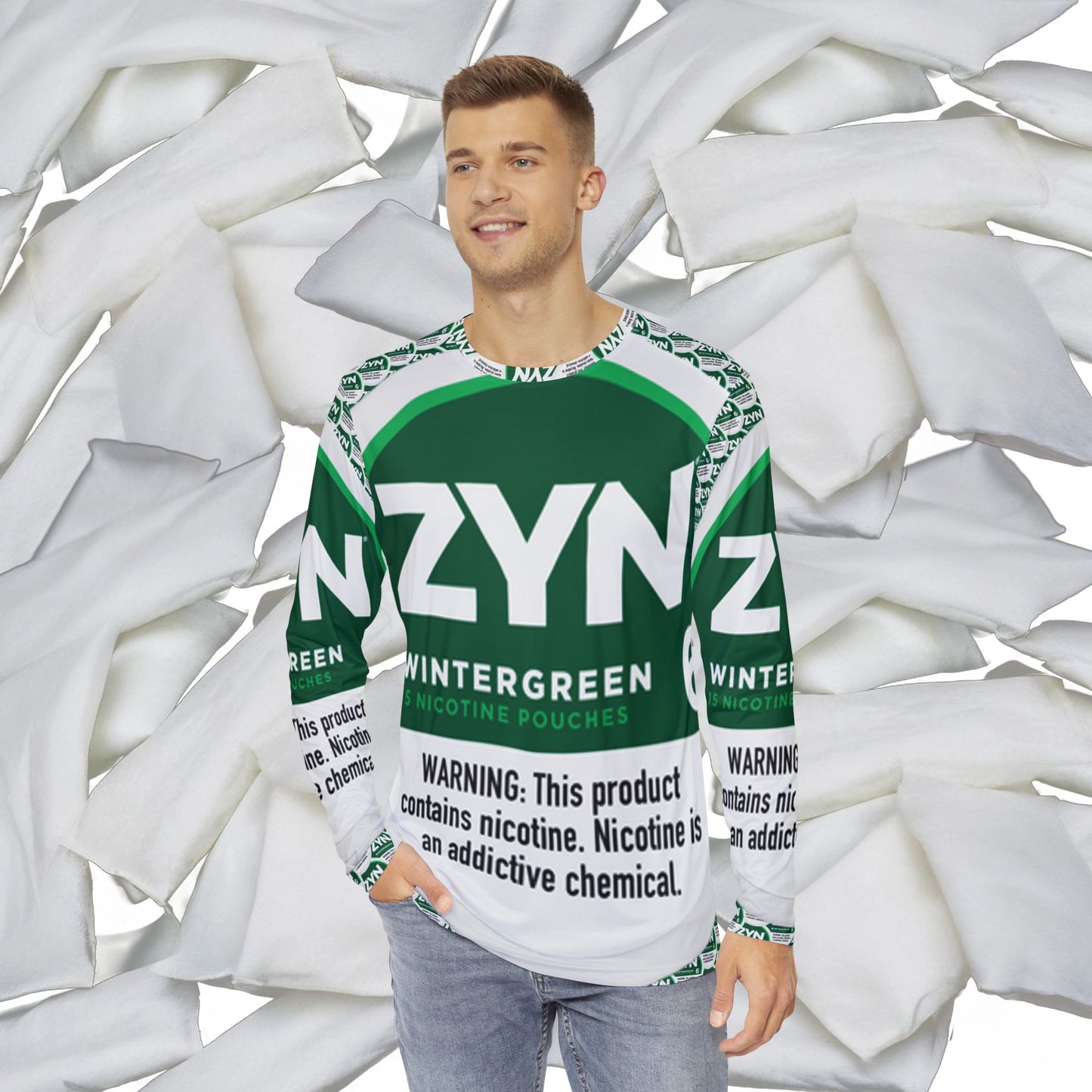 ZYN Wintergreen All-Over Print Long Sleeve Shirt | Unofficial Zyn Apparel